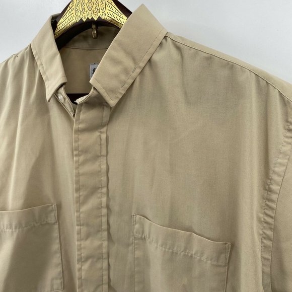 Friar Tuck Men's Priest Collar Button Front Shirt Tan Short Sleeve 15.5 - Picture 3 of 6
